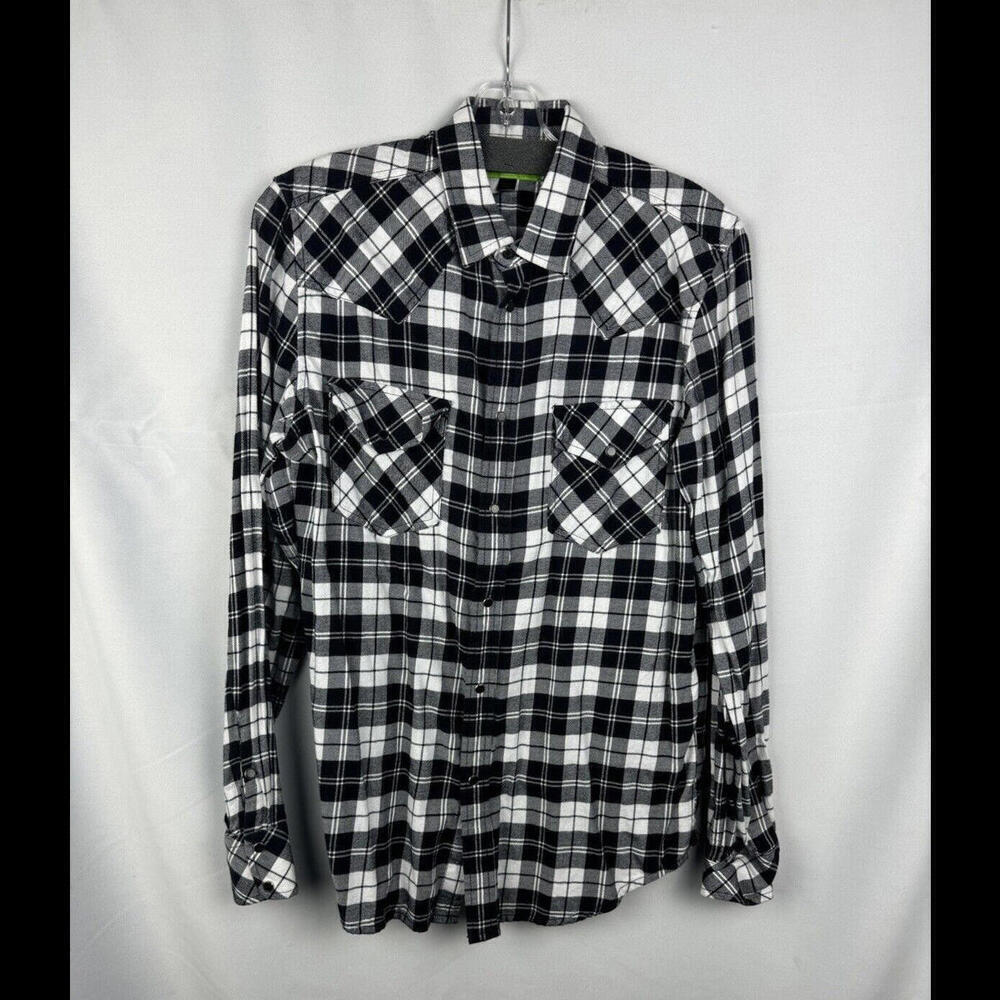 Diesel S-East-Long Check Shirt Black White Size M